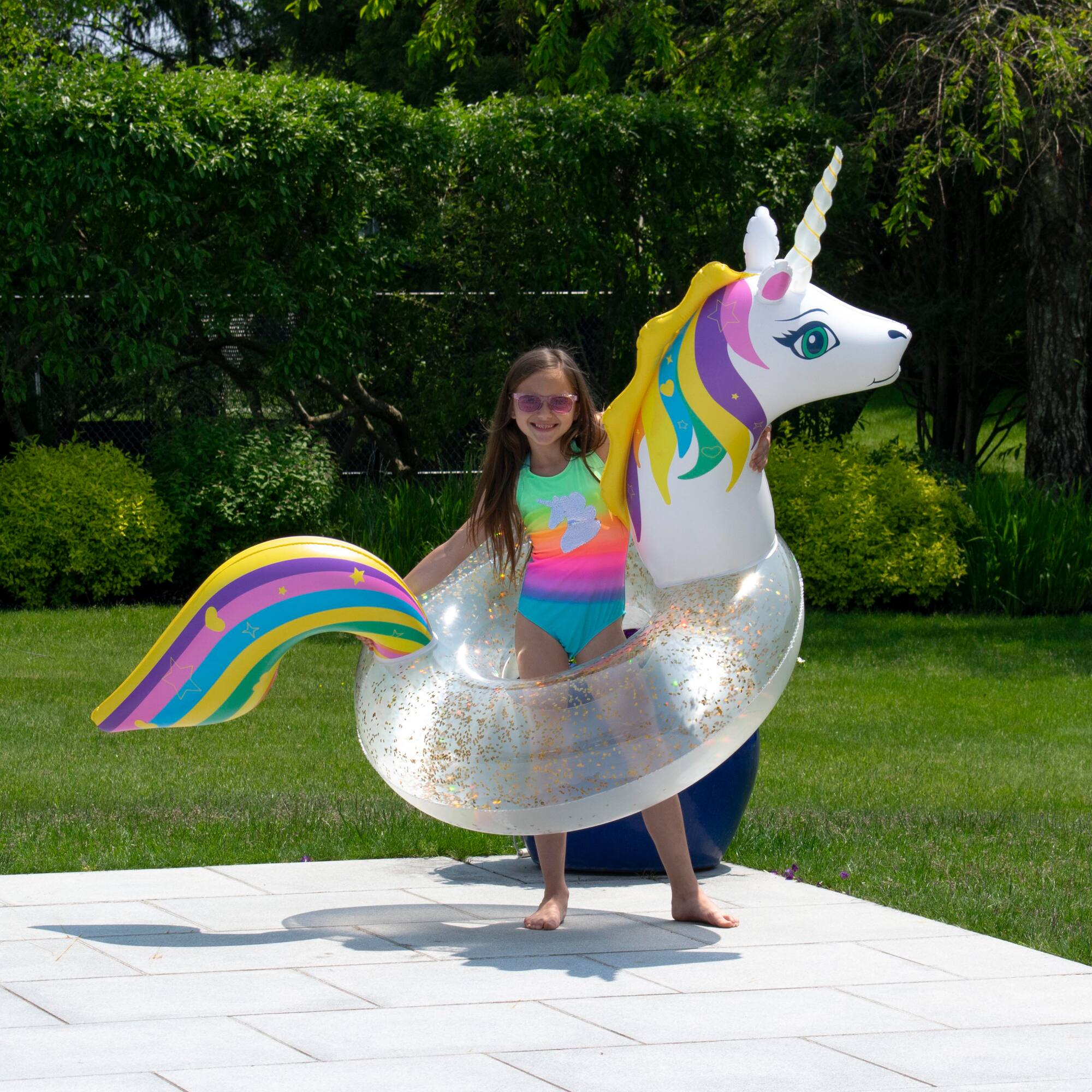 Swimline 5.6ft. LED Unicorn Glitter Ring